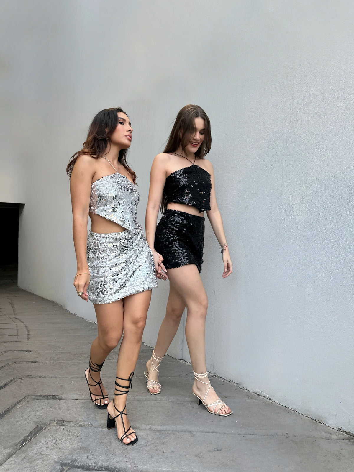 Crop Top Lentejuelas Negro