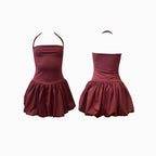 Vestido Globo Rojo Vino