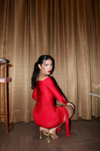 Vestido Destellos Bandeja Rojo
