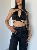 Crop Top Cruzado Negro