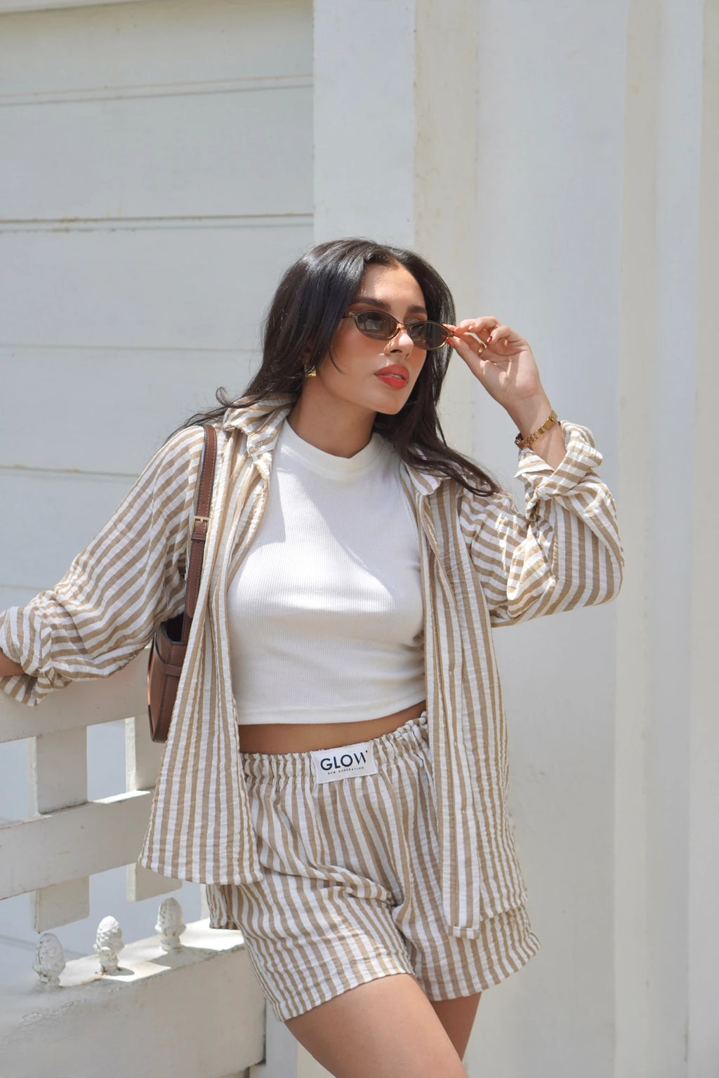 Camisa Lino Rayas Nude