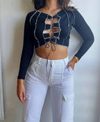 Blusa Black White Lines