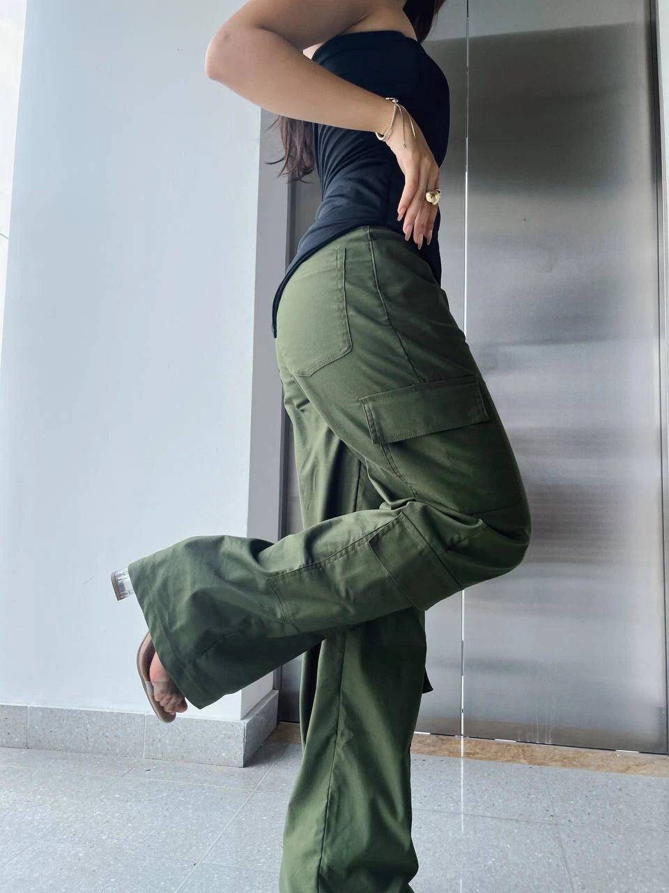 Pantalon Cargo Verde