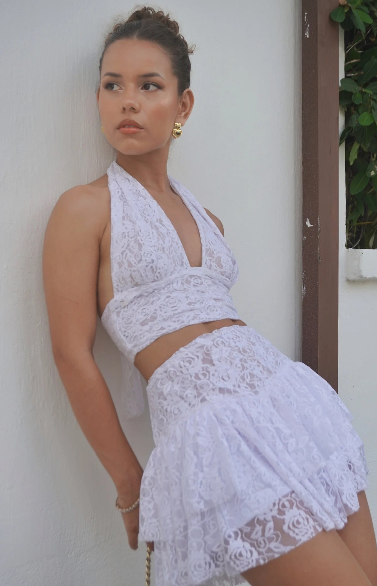 Falda Short Encaje blanca
