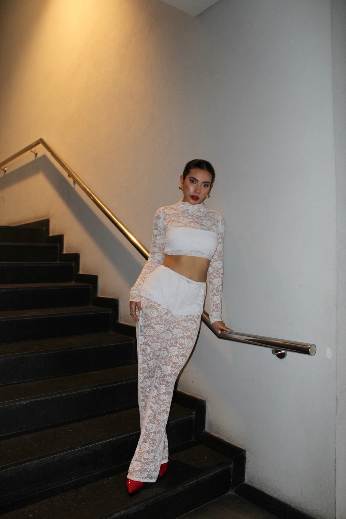 Pantalon Encaje Blanco