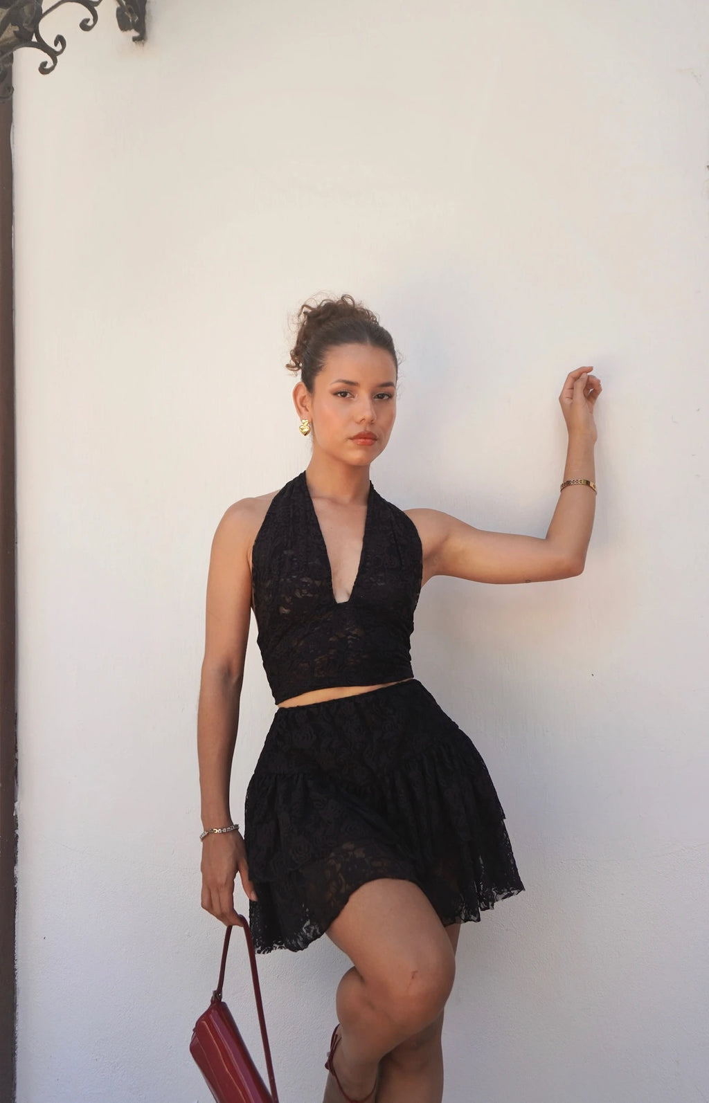 Falda Short Encaje Negra