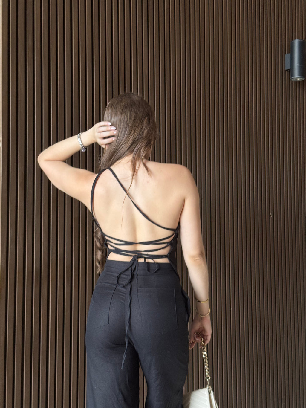 Blusa Asimetrica Lino Negra