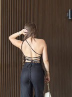 Blusa Asimetrica Lino Negra