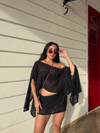 Blusa 7 Ways Crochet Negra Brillante