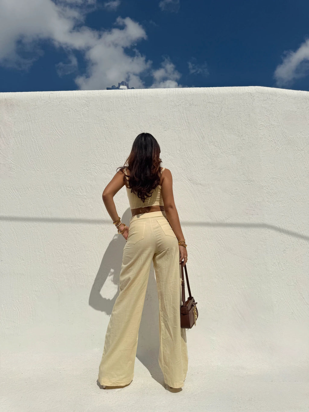 Pantalon Lino Amarillo Pastel