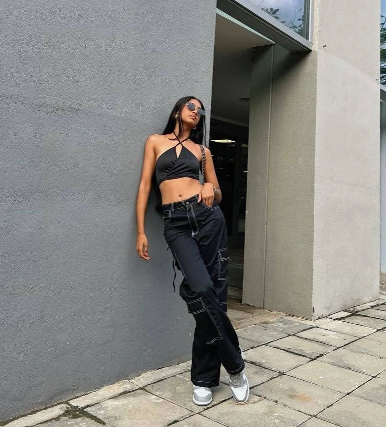 Crop Top Crossed Neck