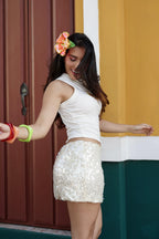 Falda Lentejuelas Marfil