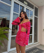 Set Retro ondas fucsia