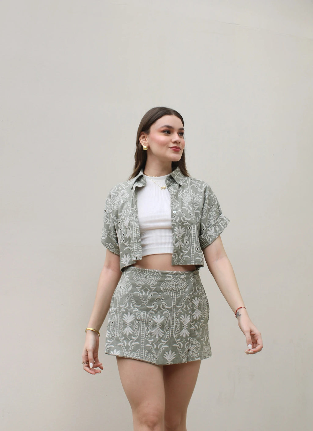 Falda Short Ojalillo Verde