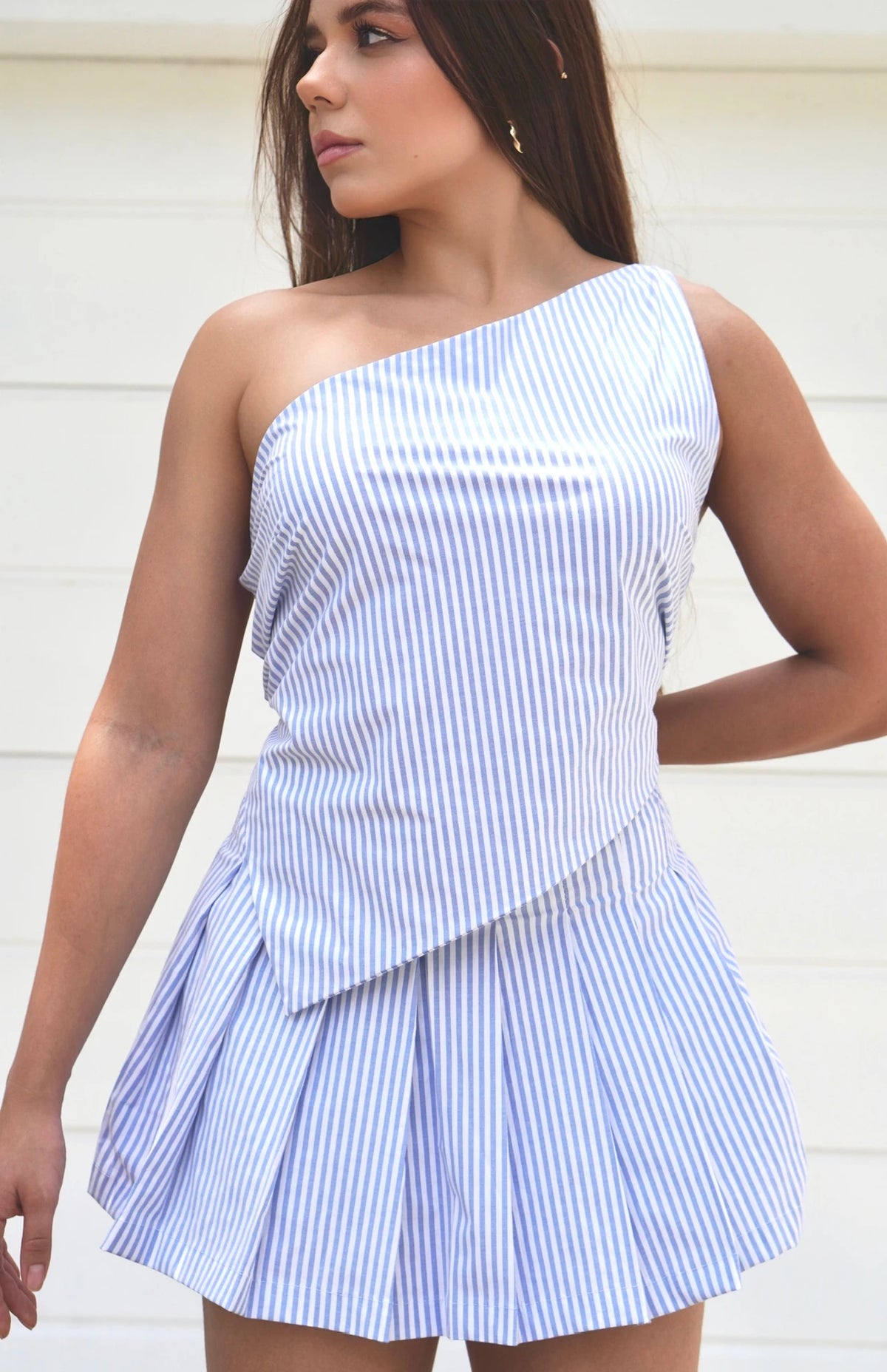 Blusa Asimetrica Rayas Azul