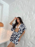 Falda Short Print Blue Fresh