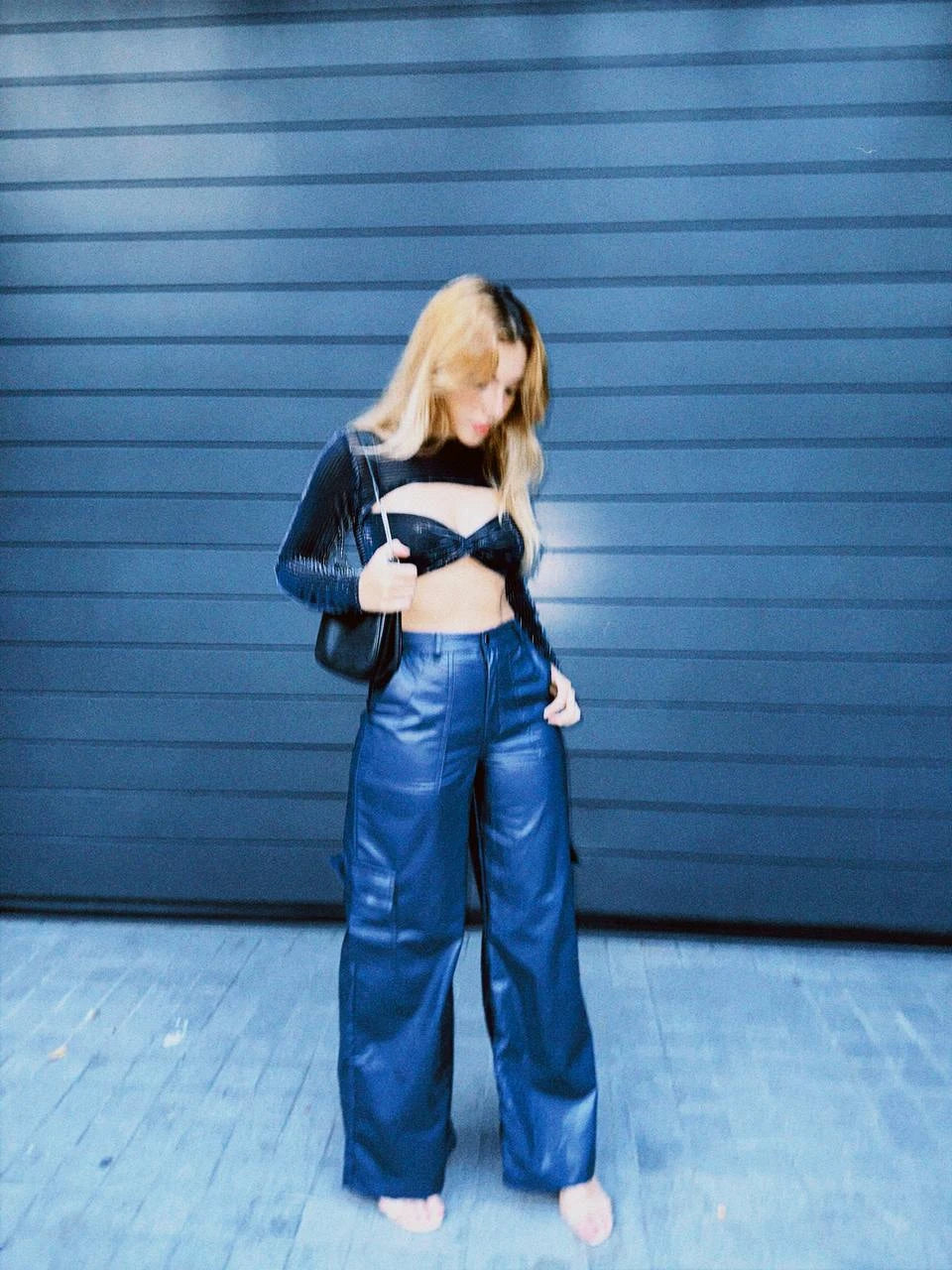 Crop Top Azul Metalico