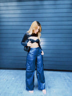 Crop Top Azul Metalico