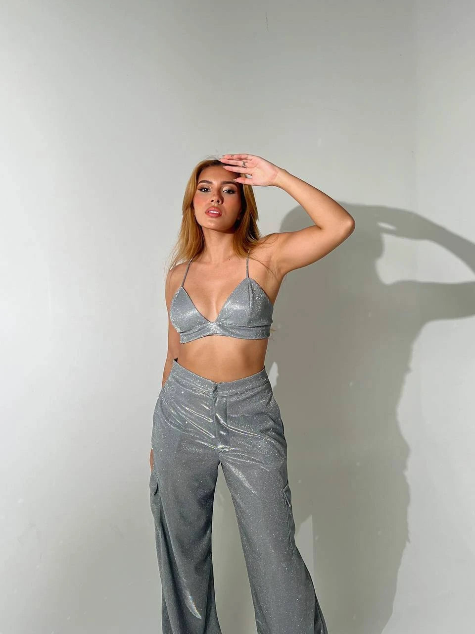 Crop Top Shine Plata