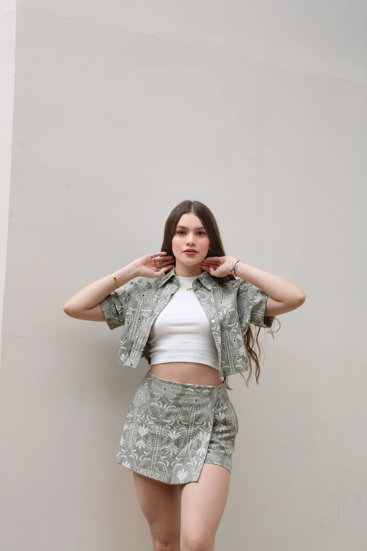 Falda Short Ojalillo Verde