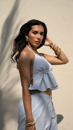 Blusa Scarf Rayas Azul