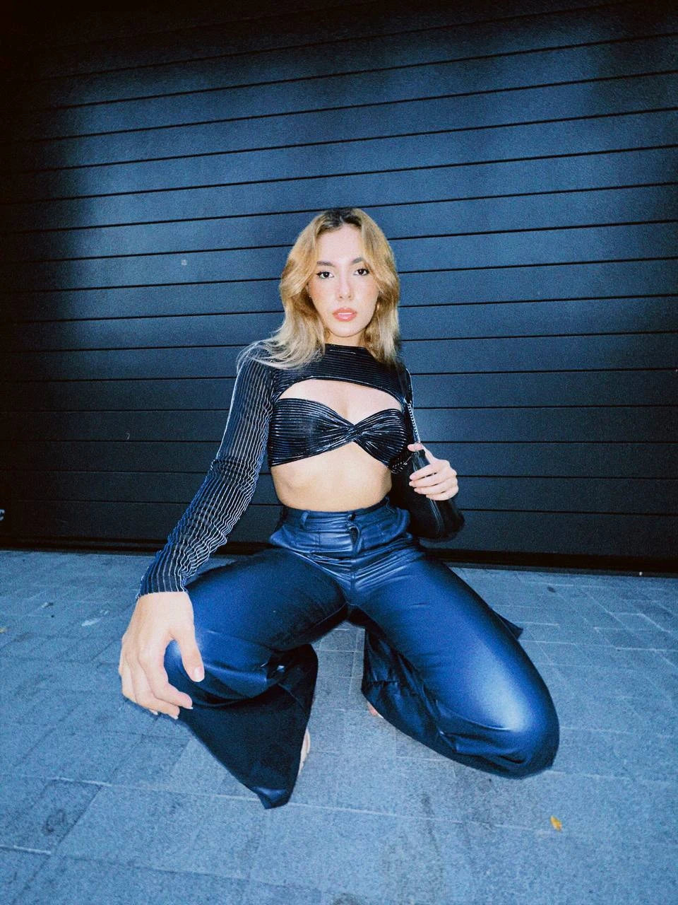 Crop Top Azul Metalico