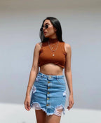 Falda Denim Botones