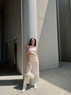 Pantalon Culotte Beige
