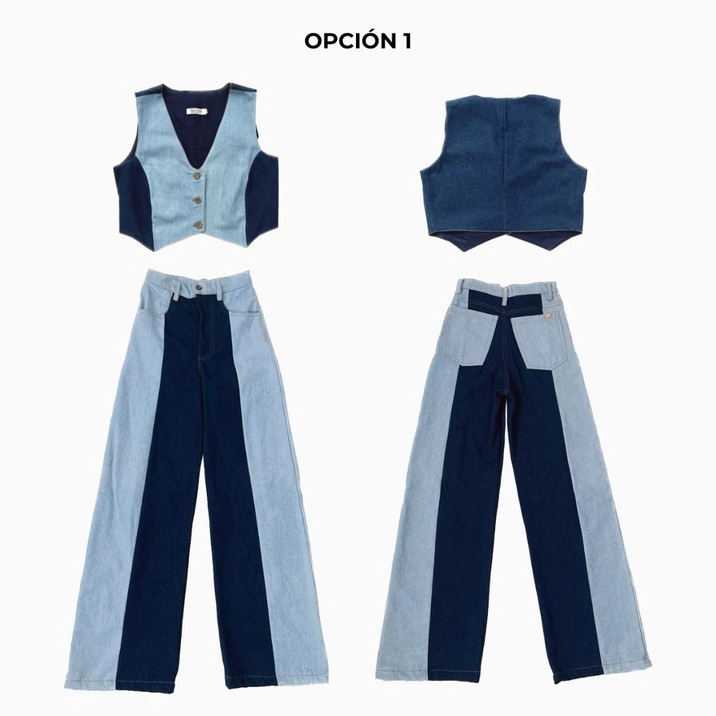 Chaleco Denim Dos Tonos