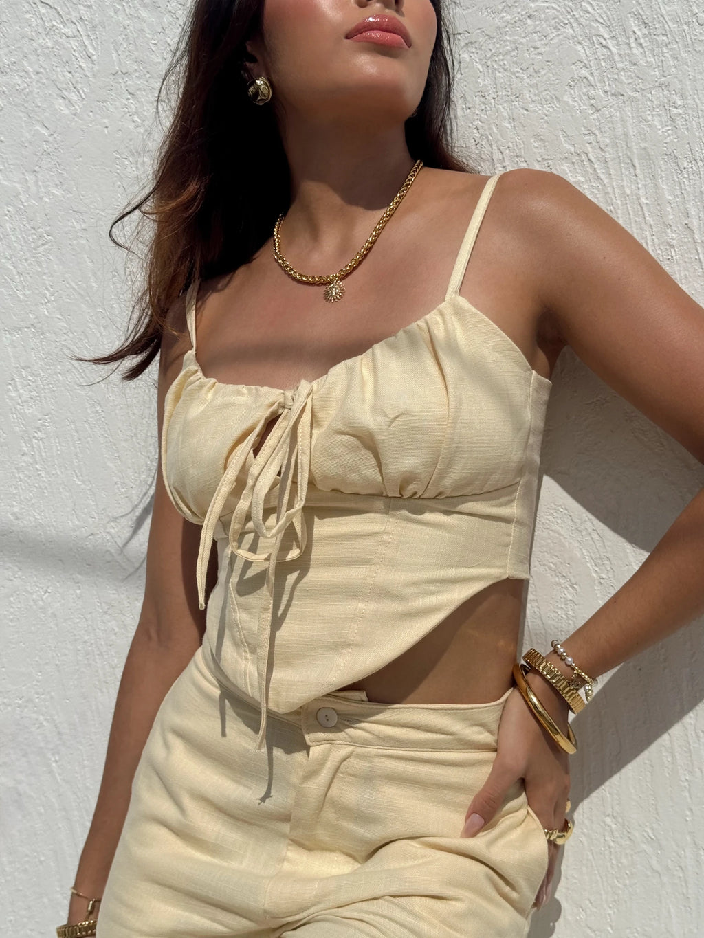 Blusa Lino Amarillo Pastel