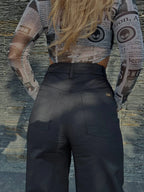 Pantalon Wide Leg Drill Negro