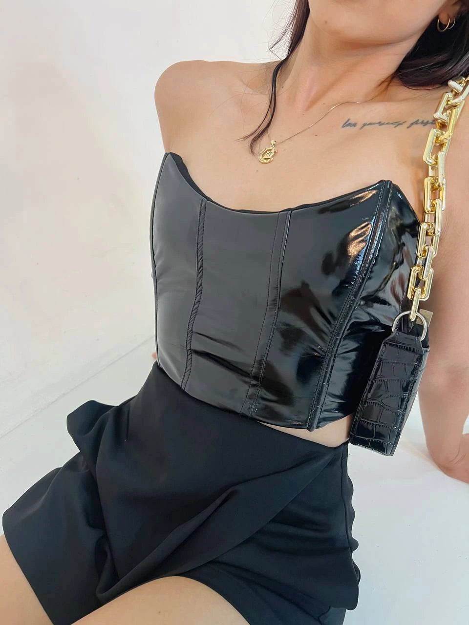 Corset Patent Leather Black