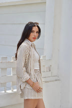 Camisa Lino Rayas Nude