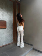 Pantalon Flare Encaje Marfil