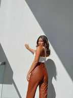 Crop Top Diagonal Beige