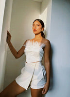 Corset Blanco Plumas