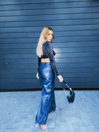 Crop Top Azul Metalico