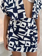 Falda Short Print Blue Fresh