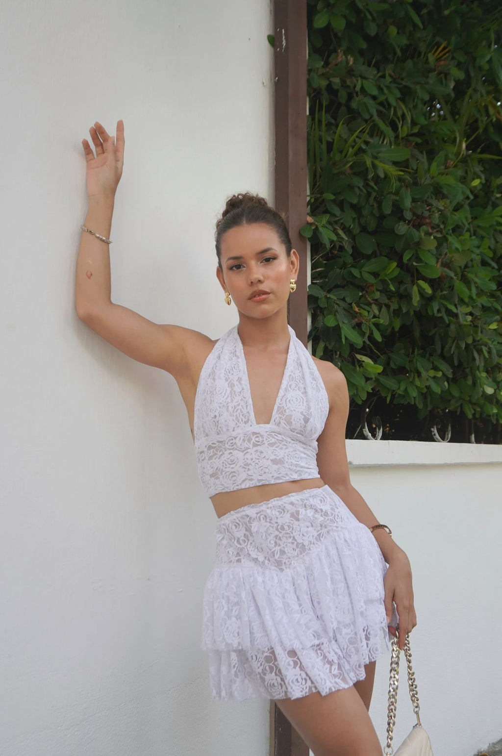 Falda Short Encaje blanca