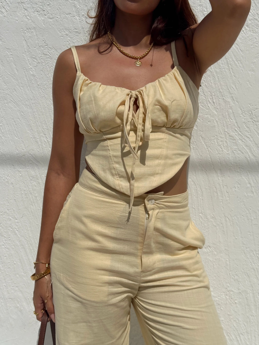 Blusa Lino Amarillo Pastel