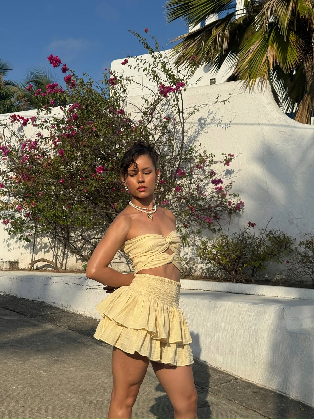 Falda Bolero Crunch Lino Amarillo
