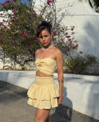 Falda Bolero Crunch Lino Amarillo