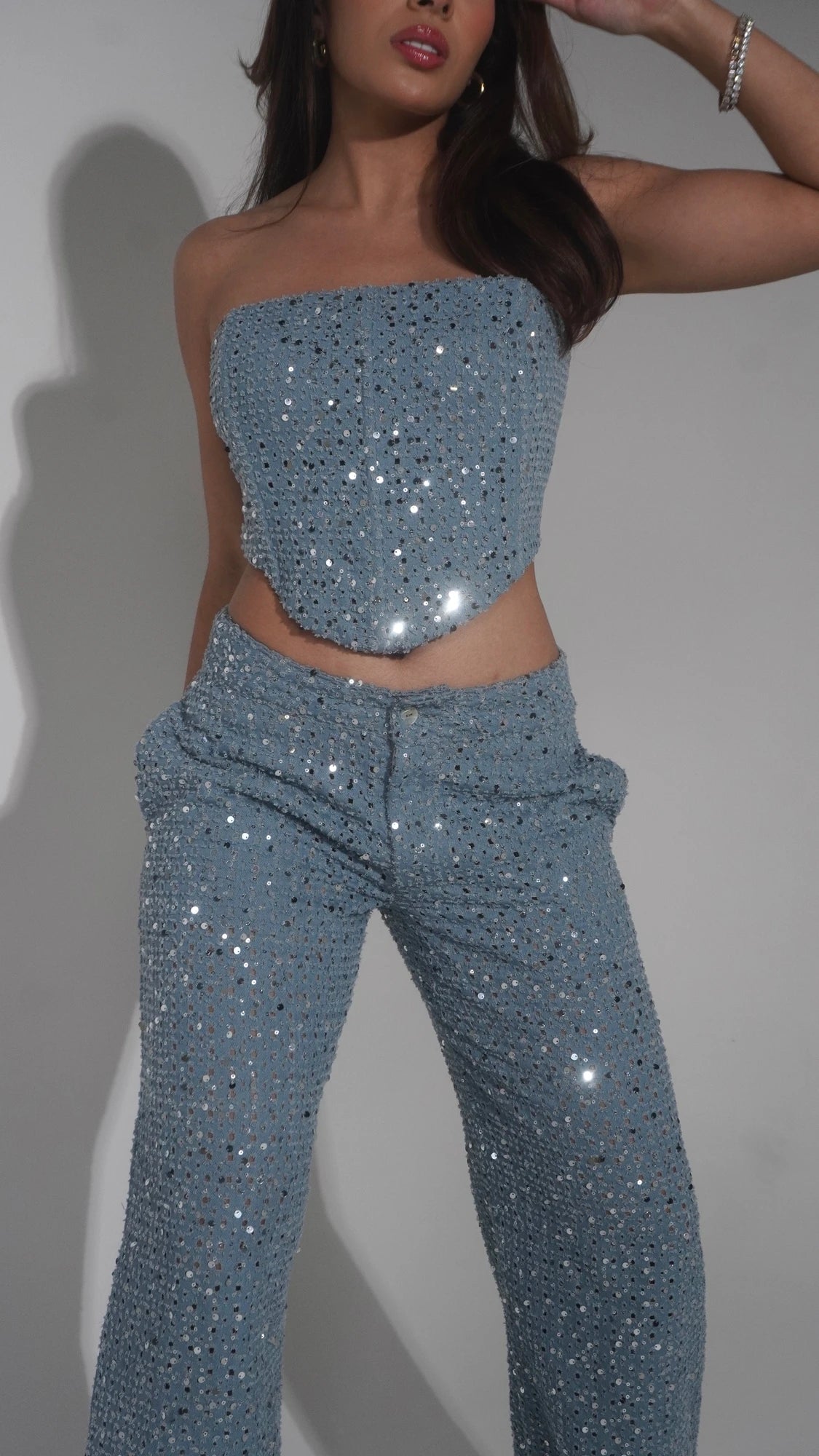 Corset Denim Lentejuelas