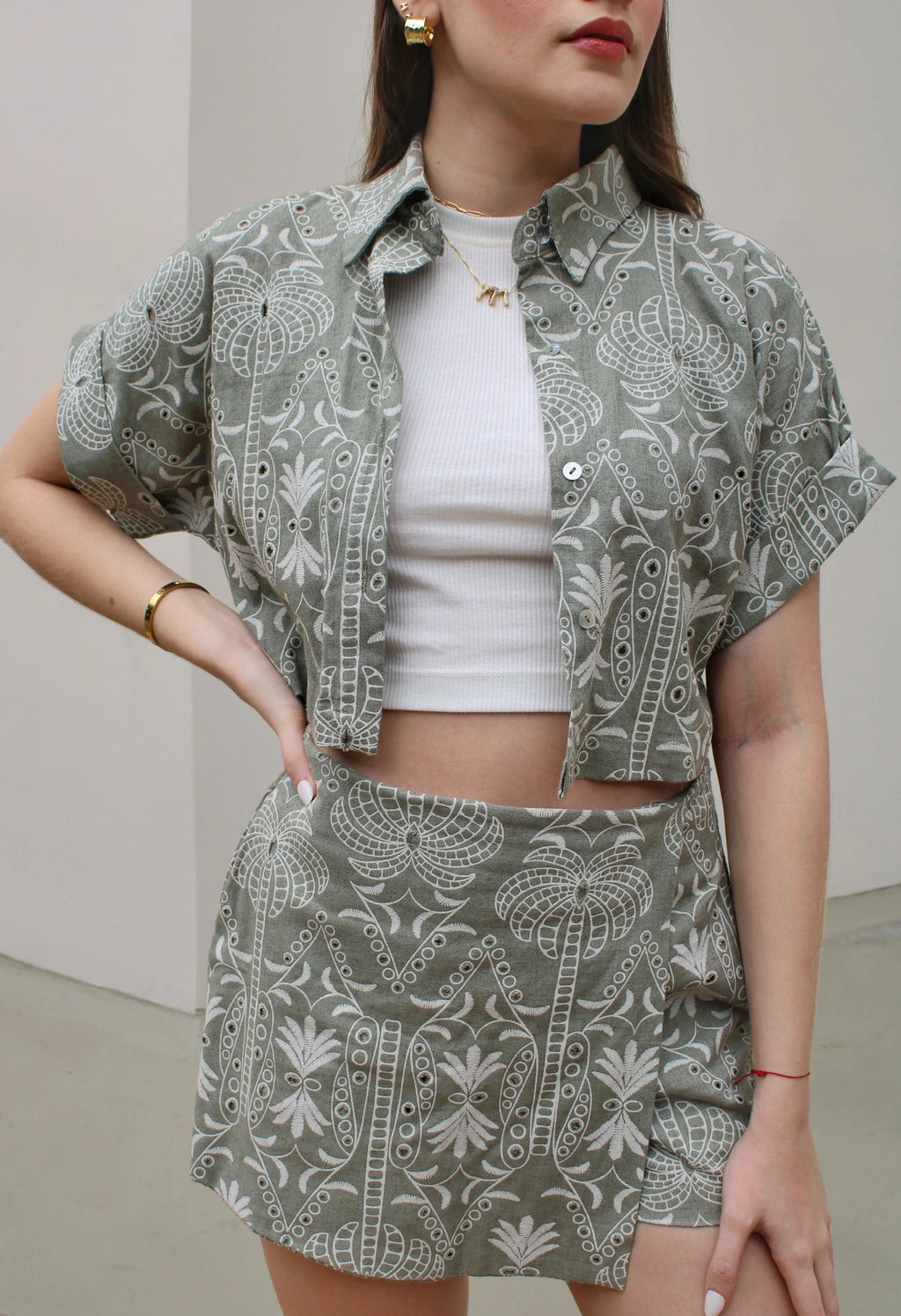 Falda Short Ojalillo Verde