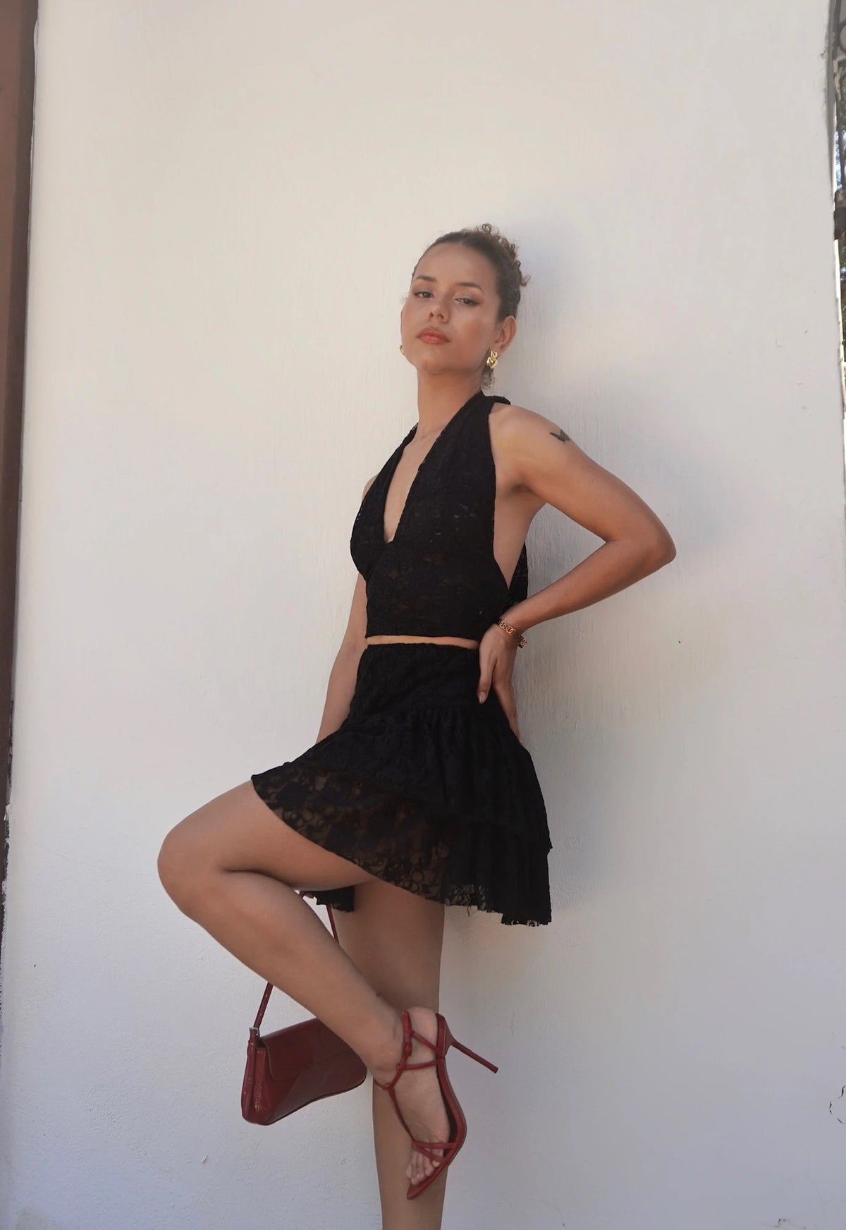 Falda Short Encaje Negra