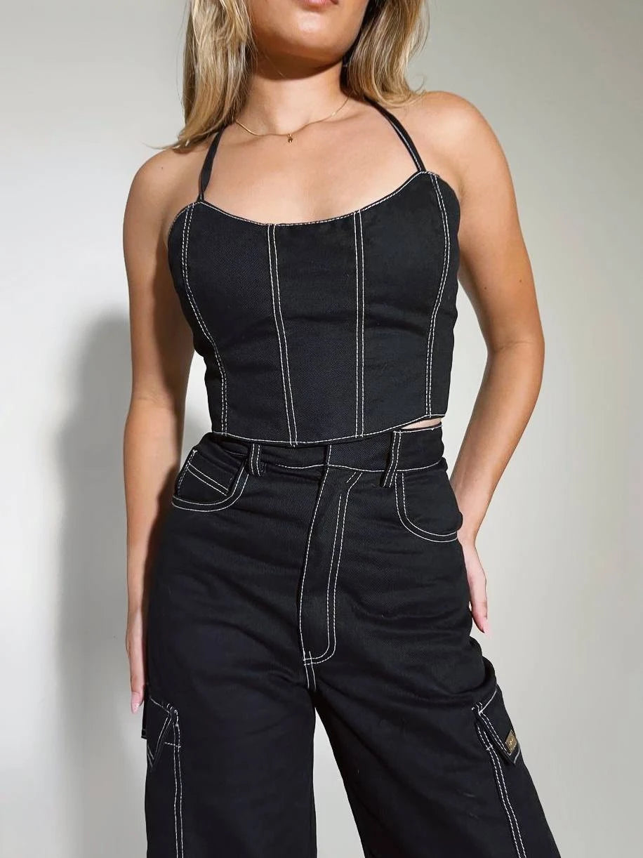 Corset Pespuntes Negro