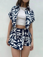 Falda Short Print Blue Fresh