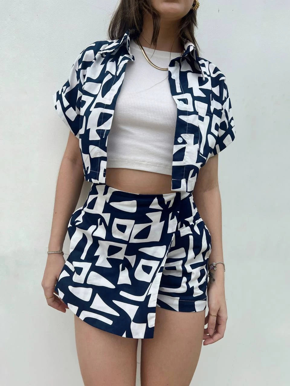 Falda Short Print Blue Fresh
