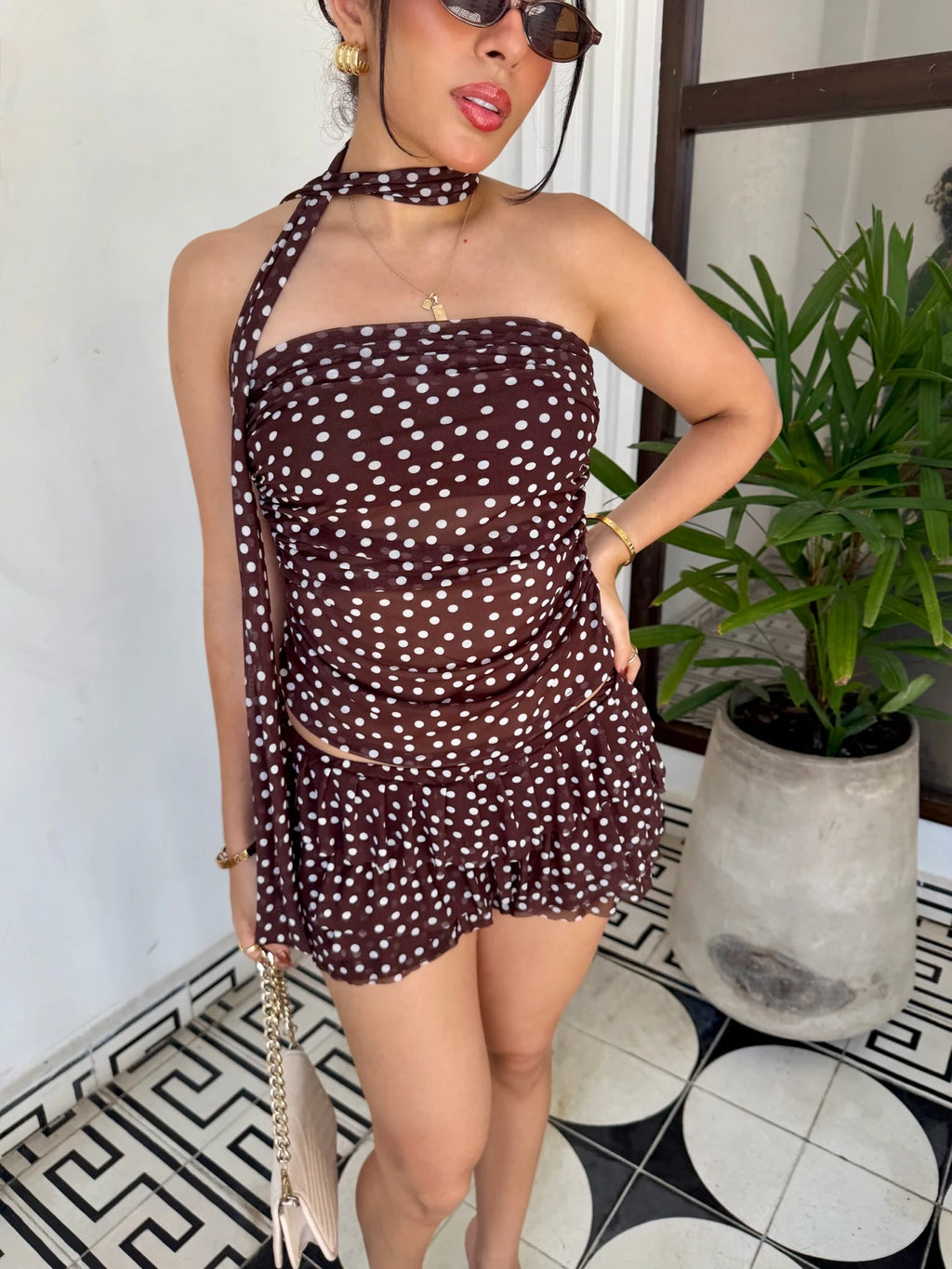 Blusa Strapple Polka Dots Cafe