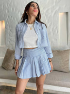 Falda Short Rayas Azul